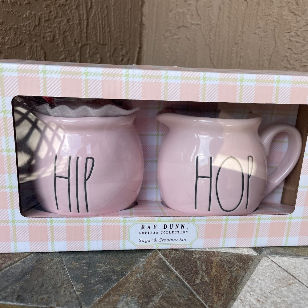Rae Dunn Easter sugar & creamer set pink